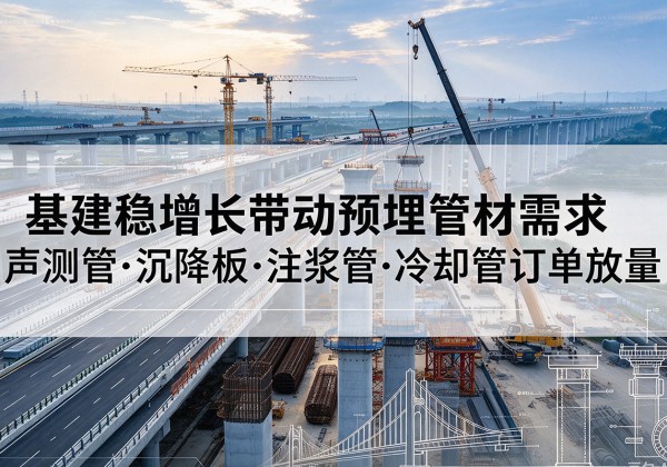天心基建稳增长带动预埋监测管材需求，声测管、沉降板、注浆管订单持续放量